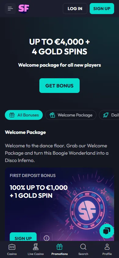 Spin Fever Casino promotions on a mobile device